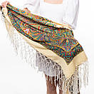 Українська хустка з тороками 120х120см Кремова, фото 6