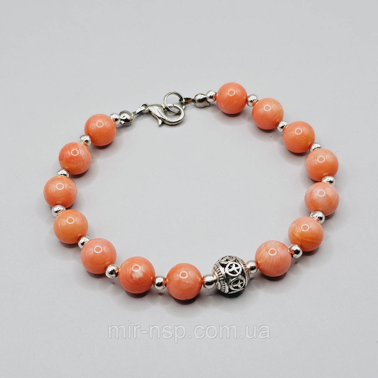 Браслет 100% натуральний корал 8 мм вага 10г, фото 1