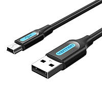 USB кабель USB на Mini-B разъемы Vention USB 2.0 Male to Mini-B Male (480 Mb/s, 2А, 1m). Black