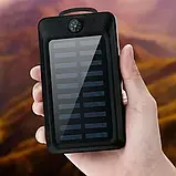 💙Повербанк PowerBank 20000 mAh №5 808 з сонячною панеллю, компас, ліхтар 20LED Чорний, фото 7