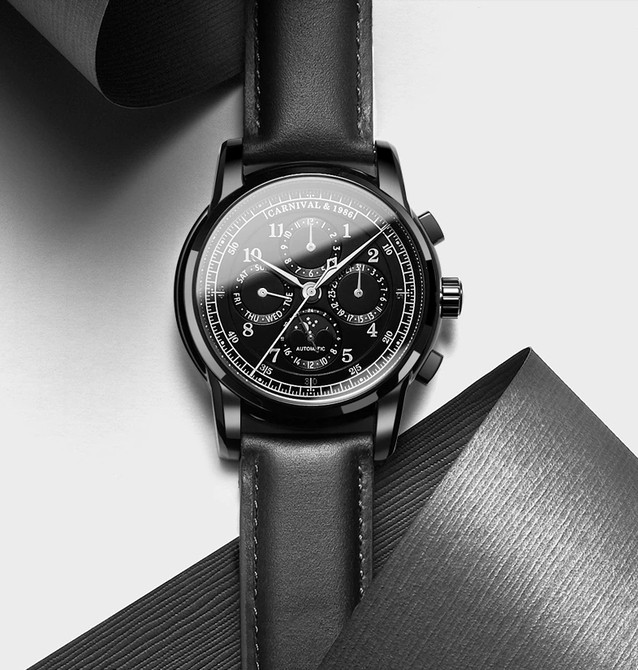 Якісний чоловічий годинник від бренду Carnival Наручний механічний чоловічий годинник  Сапфірове скло