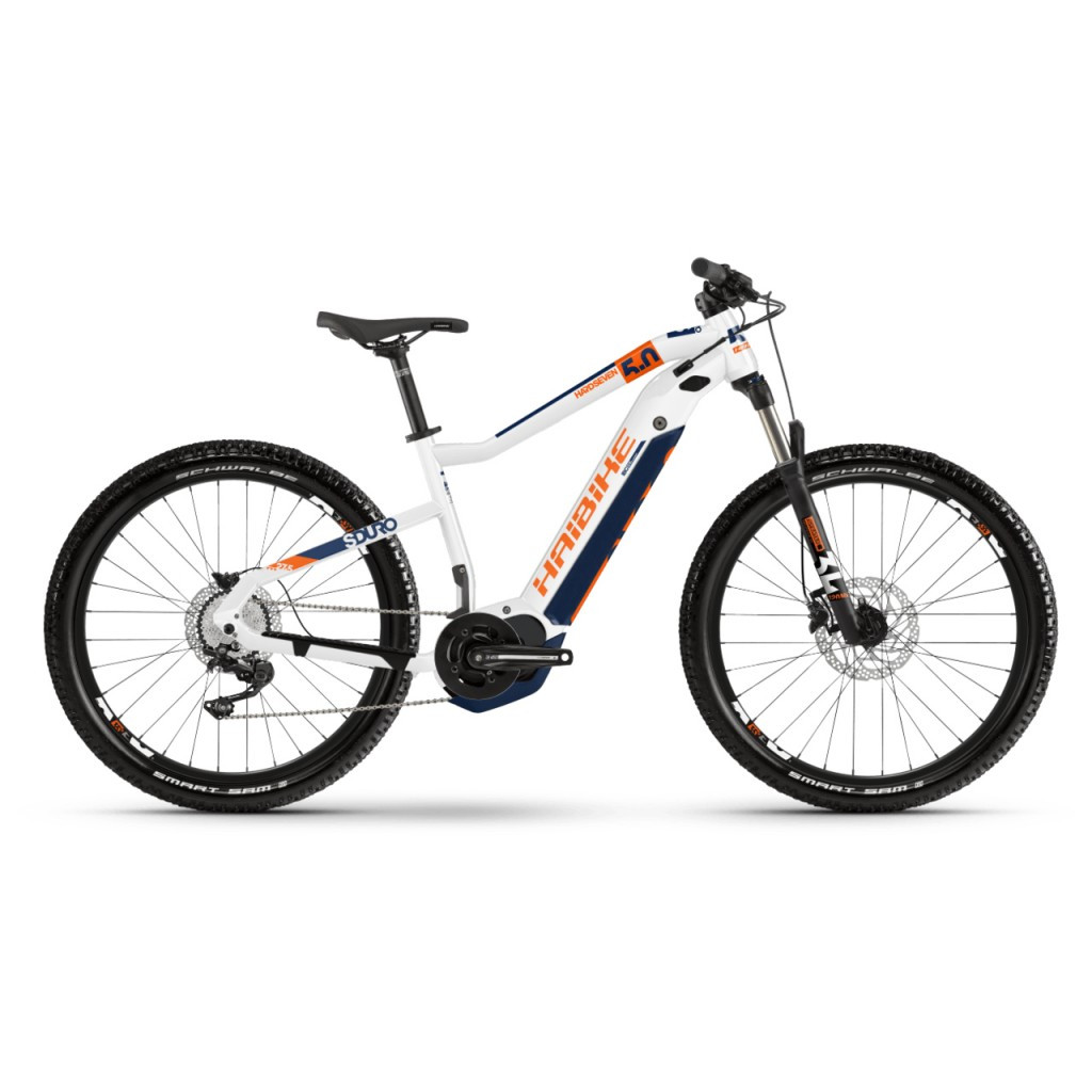 Електровелосипед Haibike SDURO HardSeven 5.0 i500Wh 10 s. Deore 27.5", рама L, біло-жовтогарячо-синій, 2020