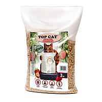 Наповнювач у котячий лоток (туалет) деревинний TOP CAT з ароматом полуниці 3 кг
