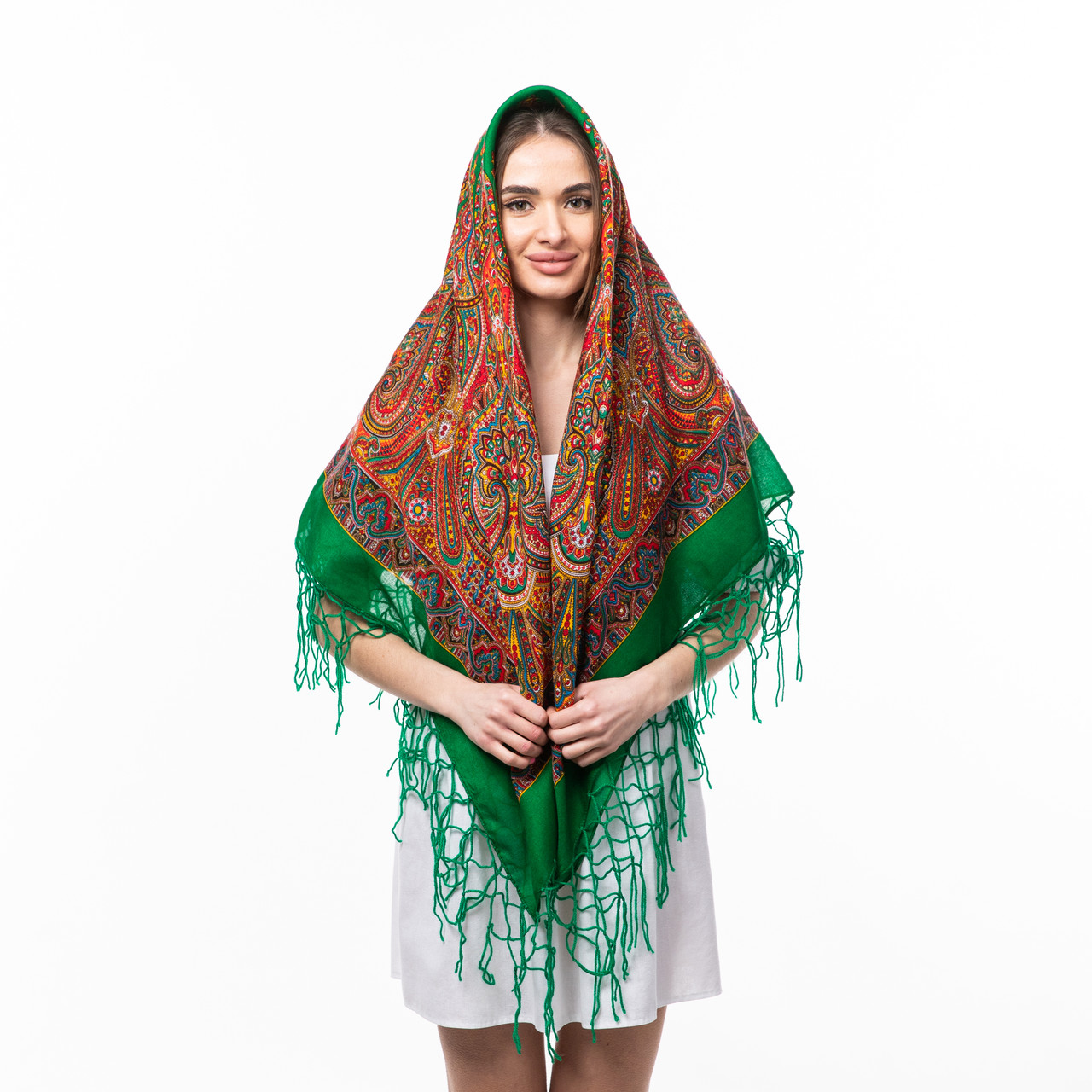 Хустка з тороками 120х120см Зелена, фото 1