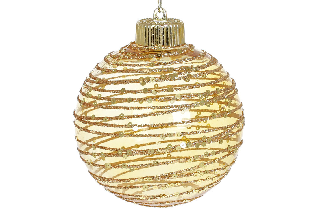 Ялинкова куля із золотими паєтками 10 см, колір - золото 182-242 ЗАЛИШОК