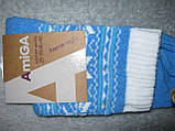 Шкарпетки жіночі Amiga теплі зимові на махрі розмір 23-25 (36-40) блакитні з білим зимовий візерунок, фото 4