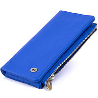 Вертикальный кошелек на кнопке унисекс ST Leather Синий Shopen Вертикальний гаманець на кнопці унісекс ST