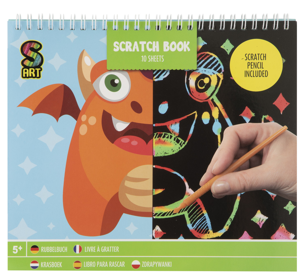 Скретч-книга Монстри 20х24см, 10 аркушів + ручка GRAFIX