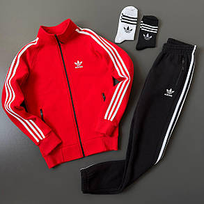 Зимовий костюм Adidas олімпійка і штани чорний зимовий костюм з лампасами трьохнитка на флісі, фото 4