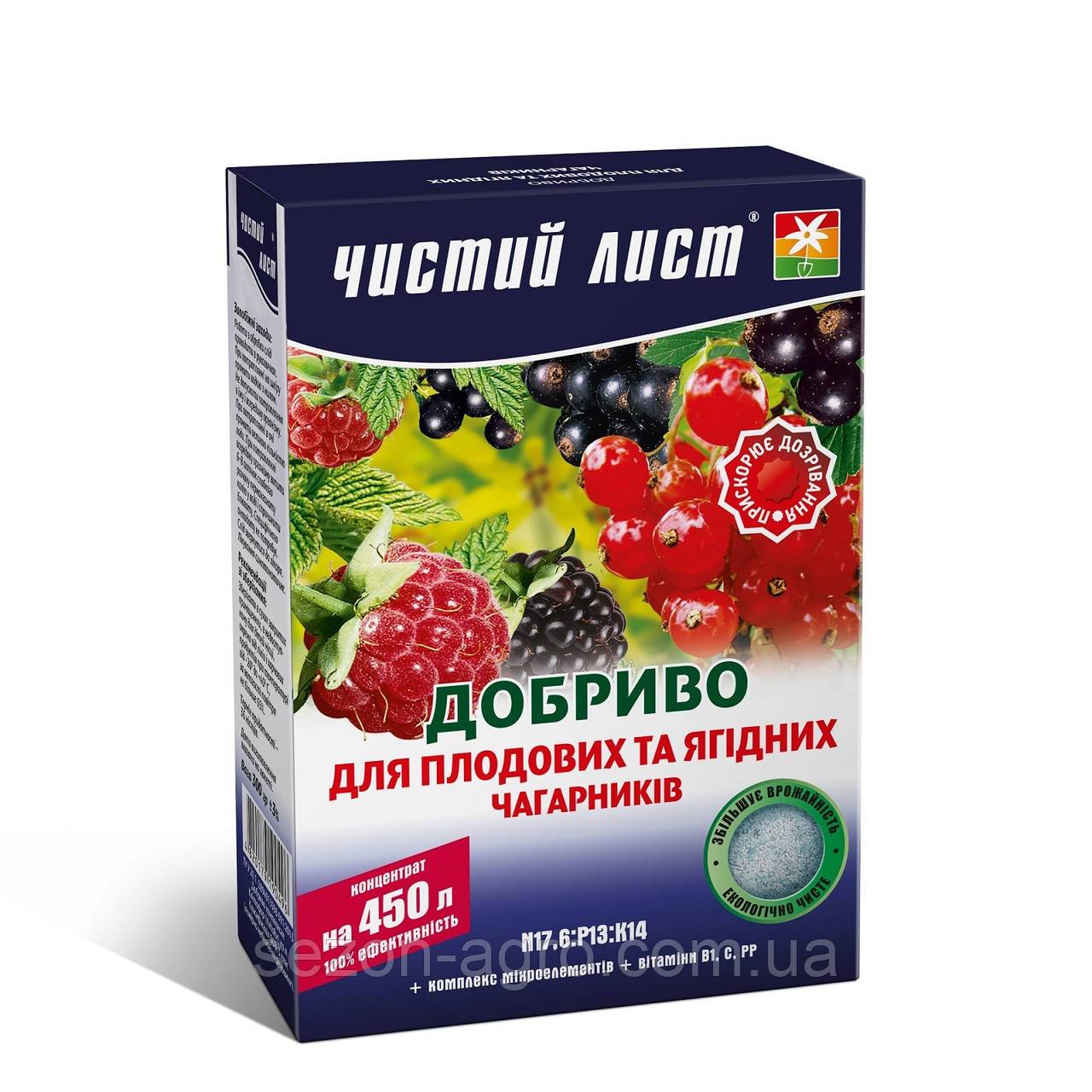 Кристалічне добриво «Чистий лист» для плодових та ягідних чагарників 300 г