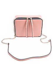 Пудровий жіночий клатч із натуральної шкіри