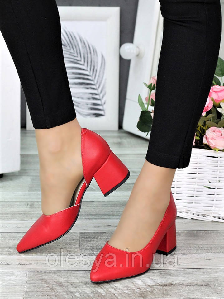 Туфлі човника червона шкіра Laura 7328-28., фото 1