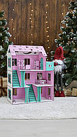 Кукольный домик с мебелью розовый  66х52х26 см