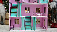 Ляльковий будиночок  з меблями рожевий 66х52х26 см, фото 4