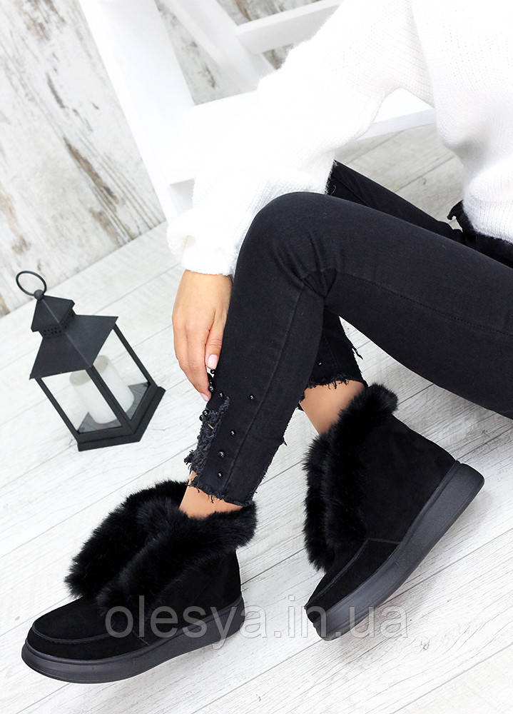 Напівчеревики хутряні чорна замша SOLLORINI розміри 36 -41, фото 1