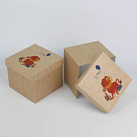 Коробка День рождения Крафт 150*150*130 мм Праздничная Упаковка для сладкого подарка друзьям
