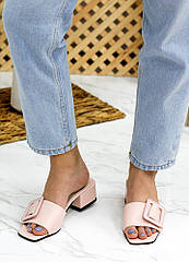 Шльопанці пудра шкіра каблук 7750-28 37