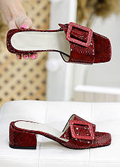 Шльопанці червоний пітон каблук 7752-28 37