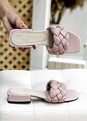 Шльопанці пудра шкіра каблук 7757-28 38