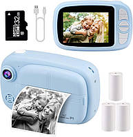 Детская камера GlobalCrown для мгновенной печати, видеокамера для мгновенной печати с экраном 3,5 дюйма
