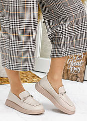 Туфлі бежеві шкіряні лофери тм SOLLORINI