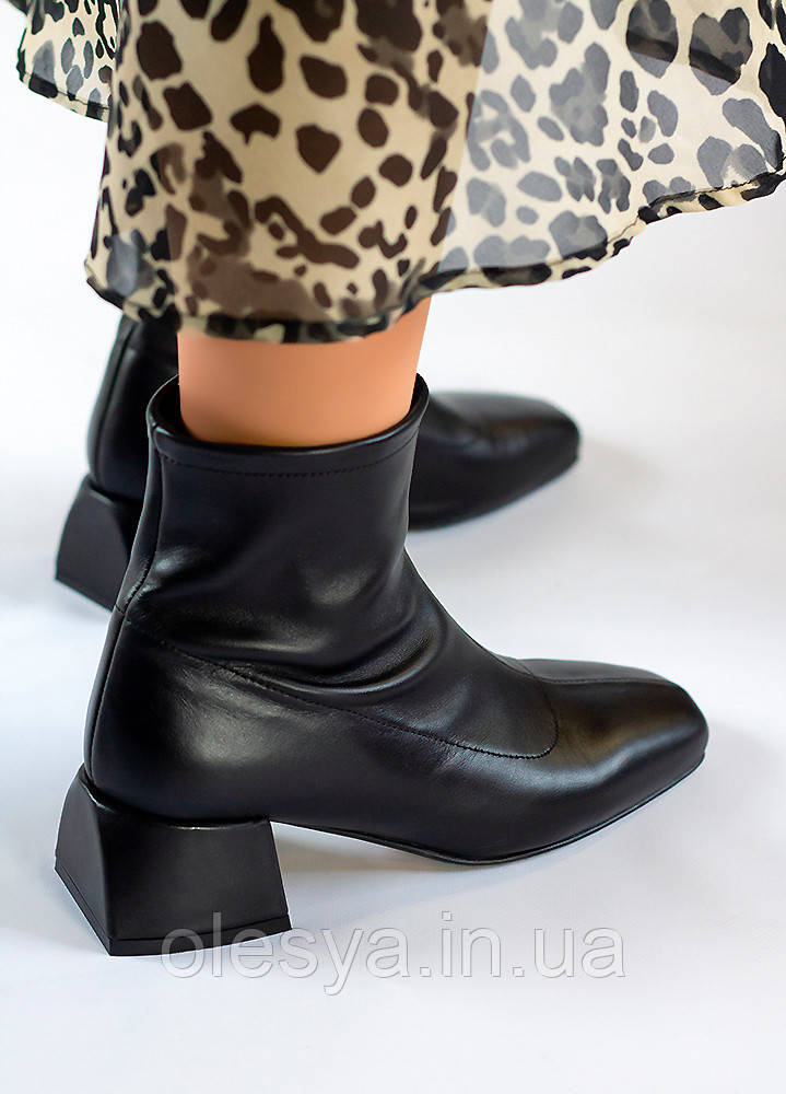 Ботильйони жіночі чорна шкіра тм SOLLORINI, фото 1