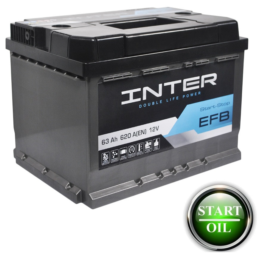 АКБ INTER EFB 63Ah 620A R+ Start/Stop, фото 1