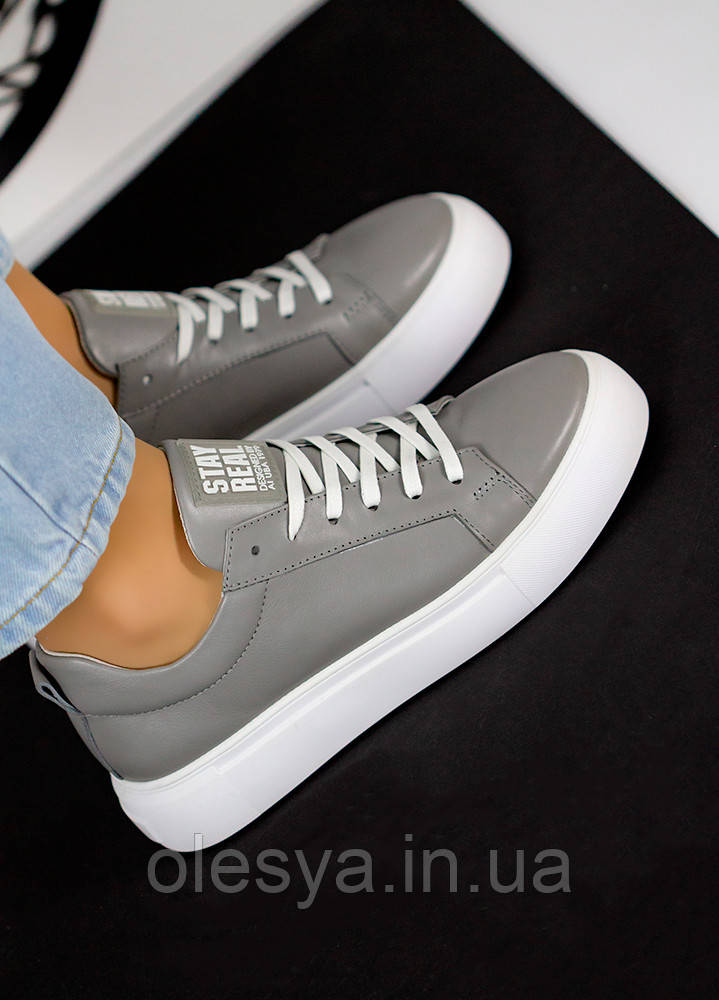 Кеди жіночі STAY 2 REAL сіра шкіра, фото 1