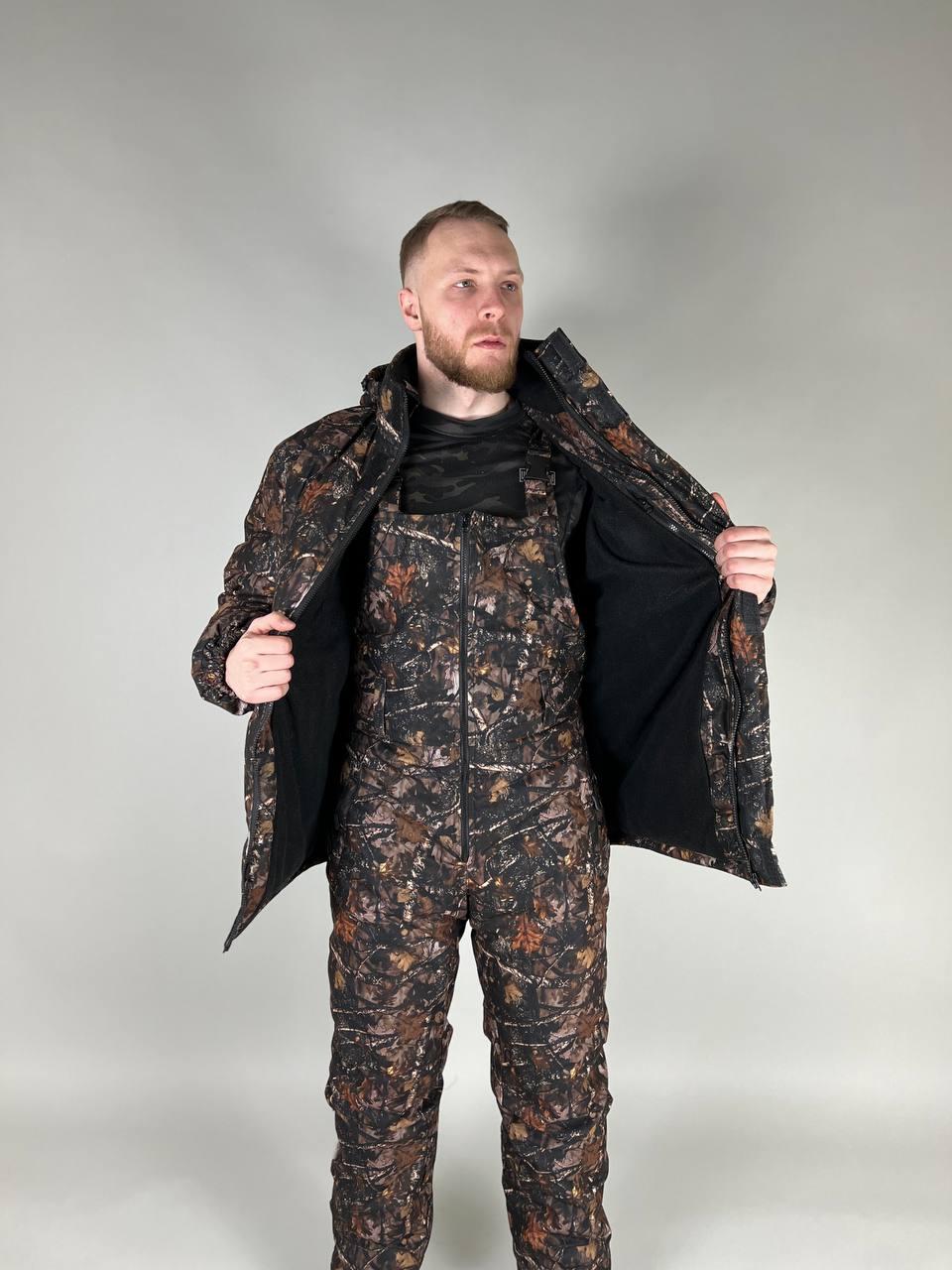 Дуже теплий зимовий чоловічий костюм комбінізон мембрана "Аляска" Ліс мікс