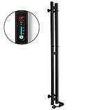 Рушникосушка електрична Flyme EF Duet Black R (терморегулятор, таймер) праве підключення, фото 3