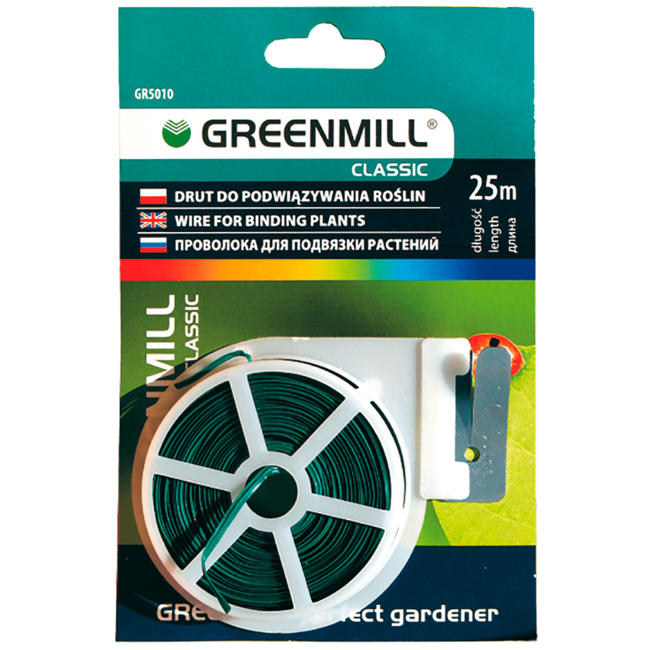 Дріт плоский для підв'язки рослин з обрізним механізмом 25 м GR5010, фото 1
