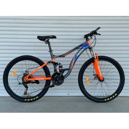 Велосипед гірський двопідвісний Toprider 910 26" рама 17 обладнання Shimano Помаранчевий, фото 1