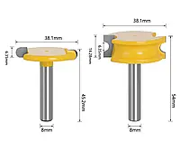 Комплект фрез СА-61 по дереву для сращивания пара 2шт (радиусные полукруглые) - хвостовик 8мм