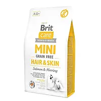 Сухой корм для собак миниатюрных пород,Brit Care Mini GF Hair & Skin 2 кг (лосось и сельдь)