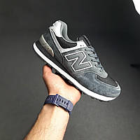 Кроссовки мужские New Balance 574 серые/мужские кроссовки Нью Беленс 574 на осень серые замшевые