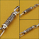 Срібна цепочка чоловіча товста зі вставками Архангел Михаїл і Спаси і Збережи освячена. Якірний ланцюг 55 см, фото 5