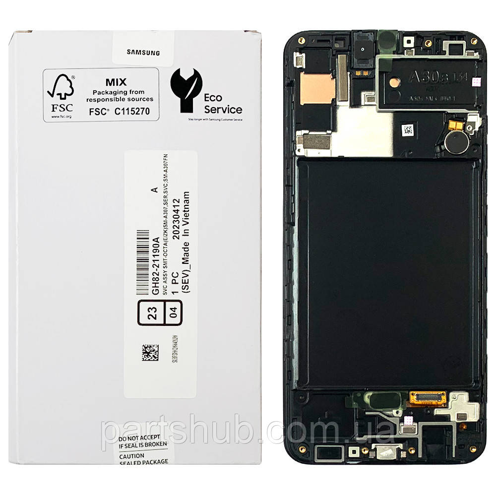 Дисплей (екран) Samsung Galaxy A30s 2019 A307F з тачскріном (оригінал 100% Service Pack з рамкою), фото 1