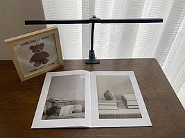 Настільна LED лампа Т-подібна гнучка на прищіпці USB (чорна, біла)