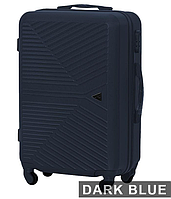 Средний пластиковый чемодан на 4 колесах WINGS чемодан М синий четырехколесный чемоданчик