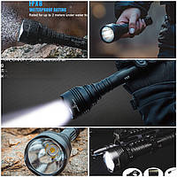 Тактический фонарь Подствольный с Креплением T6-1600 люмен WimpeX WX2801 Влагозащита на 2шт Аккумулятора