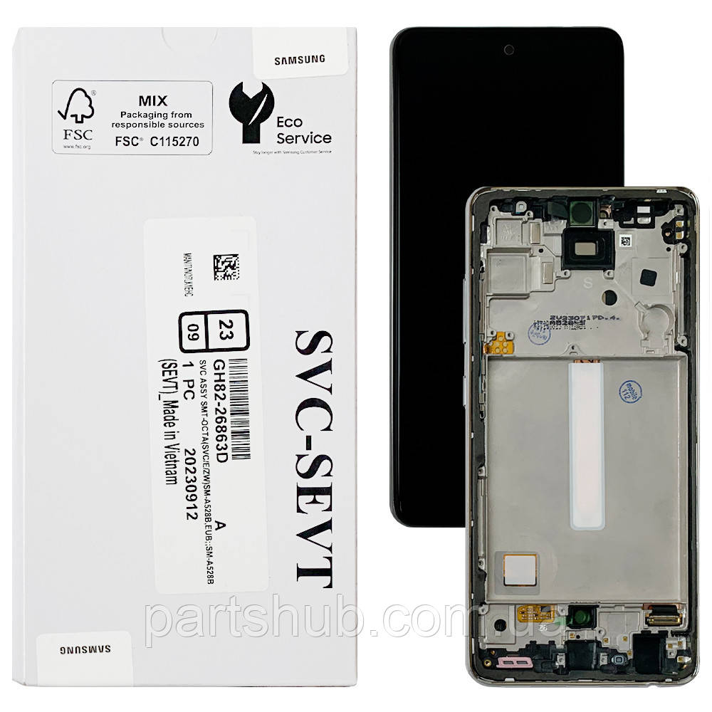 Дисплей (екран) Samsung Galaxy A52 A526 A525 A528 з тачскріном (оригінал 100% у сріблястій рамці), фото 1