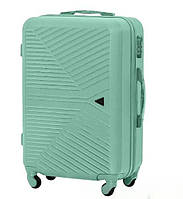 Большой чемодан дорожный на 4 колесах пластиковый мятный WINGS размер L четырехколесный, прочный