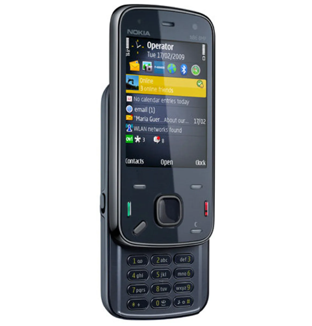 Мобільний телефон слайдер Nokia N86 2.6" AMOLED 8Мп,  Li-Ion 1200 мАг, 8ГБ Black