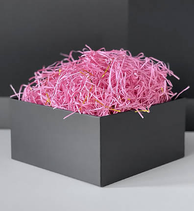 Наповнювач для подарункових коробок (50 г), колір - рожевий з золотом, фото 2