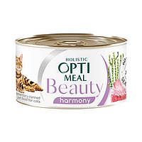 OptiMeal Beauty Harmony Adult Cat Консервированный корм с полосатым тунцом и морскими водорослями для взрослых