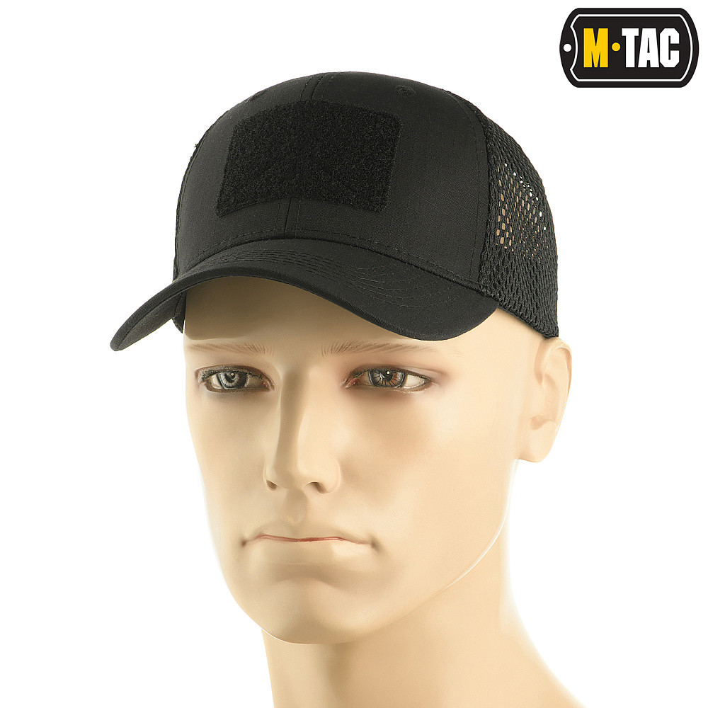 Бейсболка тактична з сіткою, M-Tac Rip-Stop Black