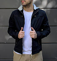 Куртка мужская с капюшоном весенняя осенняя повседневная котоновая черная