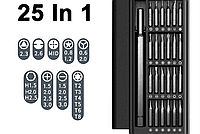 Набор отверток 25 в 1 с магнитными битами Phillips Torx с шестигранной точностью, разборный мини-кейс