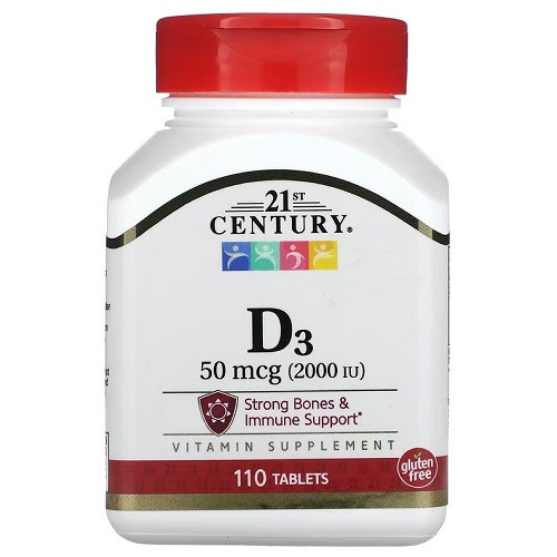 Вітаміни 21st Century Vitamin D3 50 mcg 2000 IU (110 таблеток.), фото 1