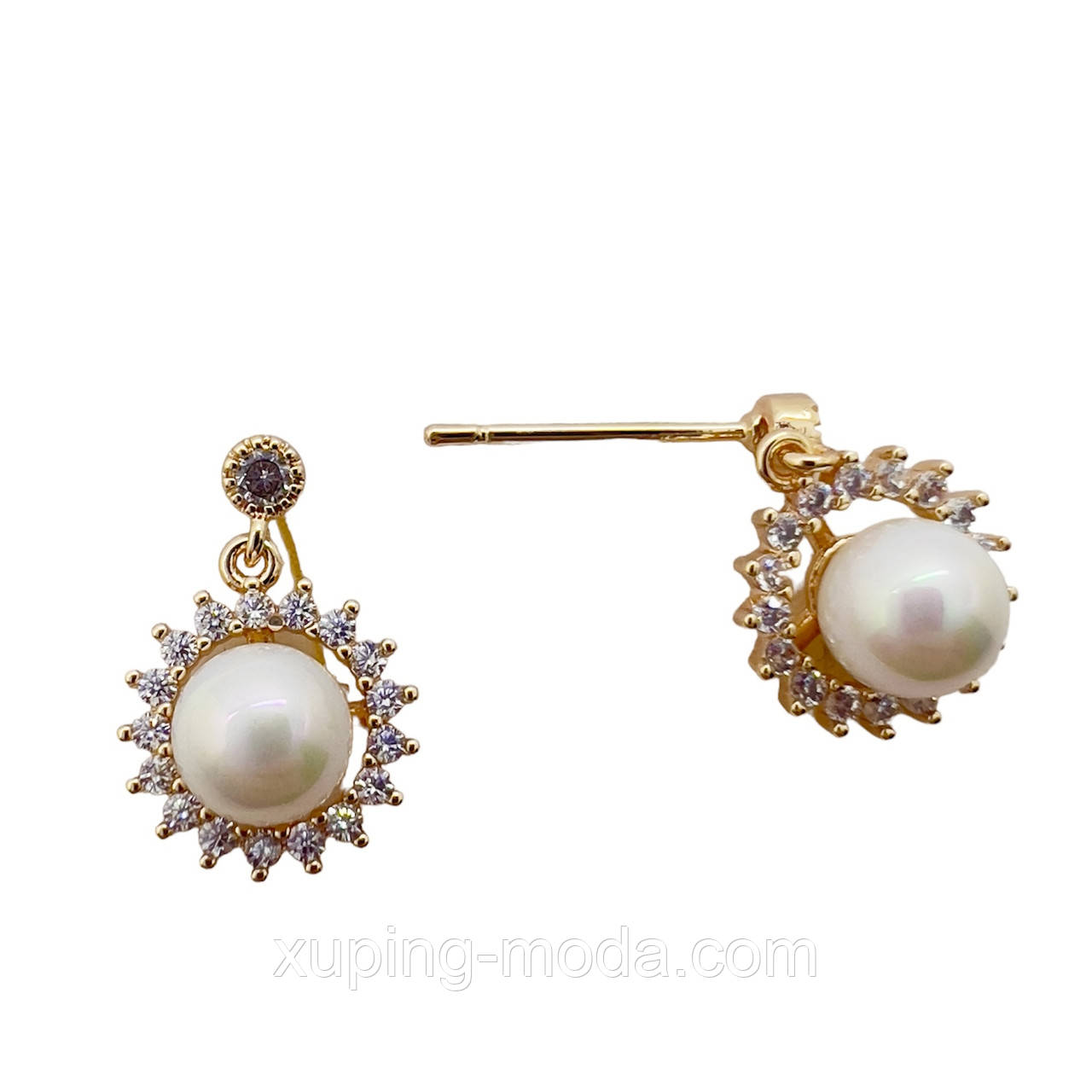 Сережки з перлинами xp. 8 мм.18 до, фото 1